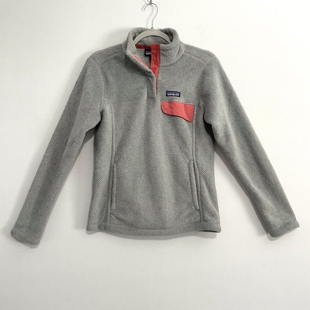 Patagonia Re-Tool Snap-T Fleece Pink Gray Pullover Jacket Polartec Women’s Small